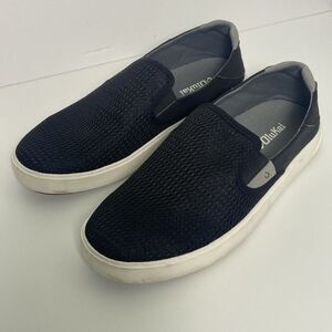 OluKai Men’s Sz 9 Slip On LAE’AHI Black And Gray Rubber White Soles Non Slip